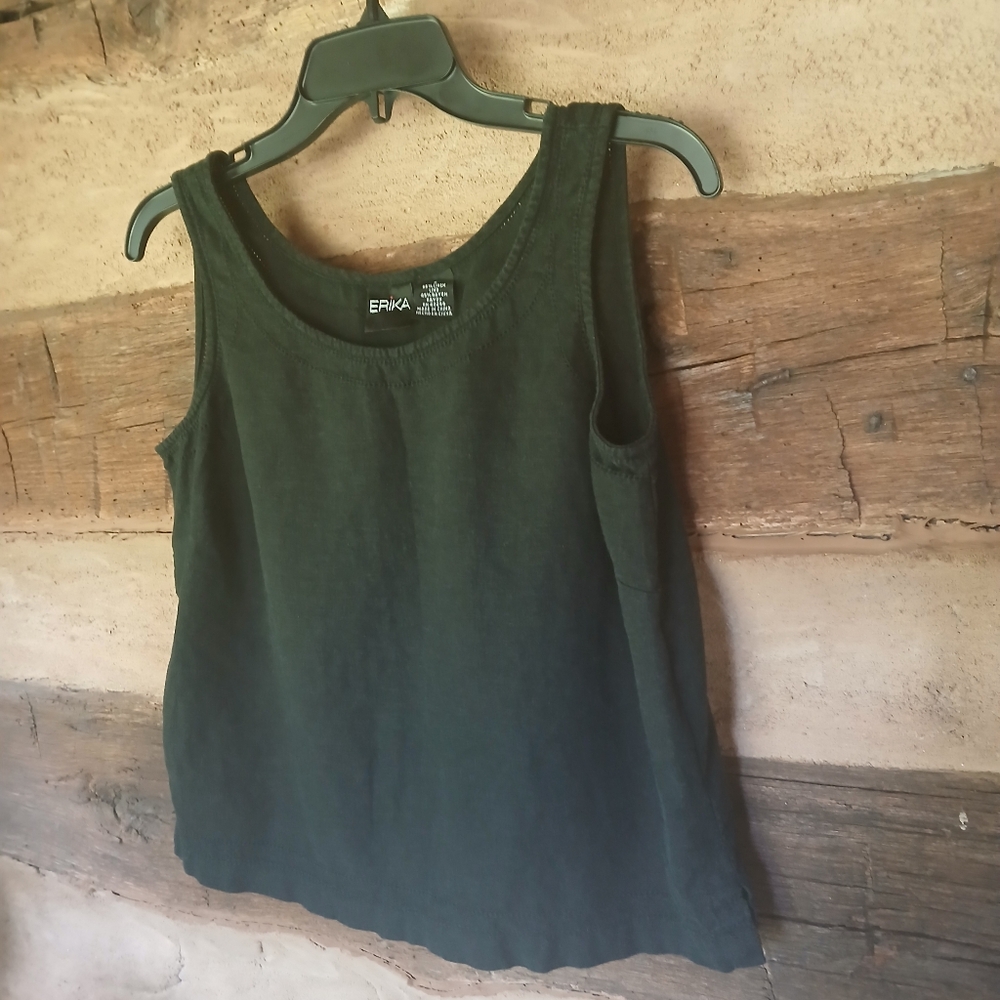 Erika Bkack Crew Neck Linen & Rayon Tank Top Size Small - Picture 2 of 5